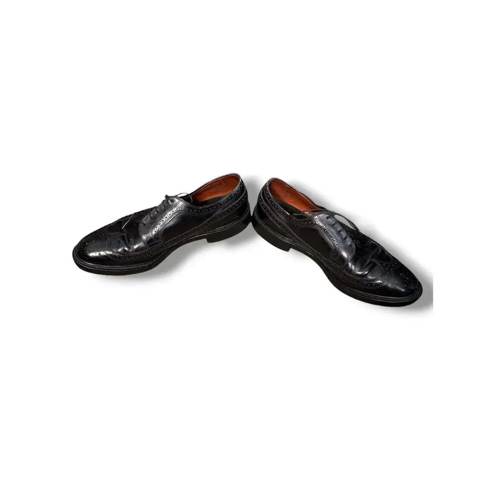 Vintage Allen Edmonds MacNeil Black Wingtip Oxfords Size 10.5 D USA Made Preppy‎